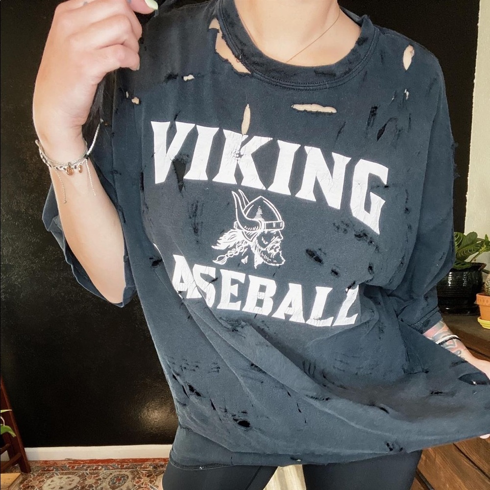 Distressed Viking Baseball Vintage Tee